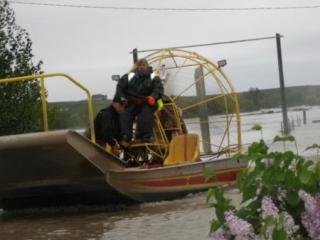 Search & Rescue Airboat in action during Cherry Creek Flooding